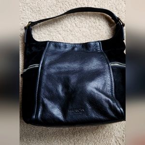Black suede leather shoulders bag